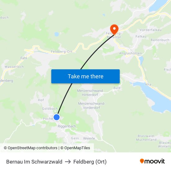 Bernau Im Schwarzwald to Feldberg (Ort) map