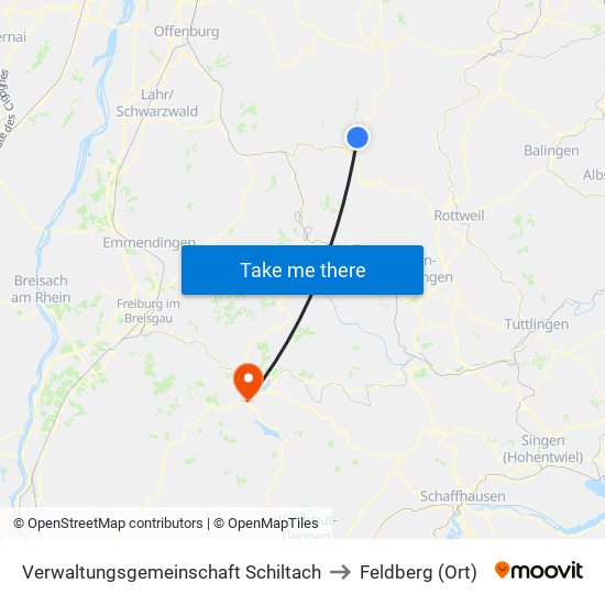 Verwaltungsgemeinschaft Schiltach to Feldberg (Ort) map