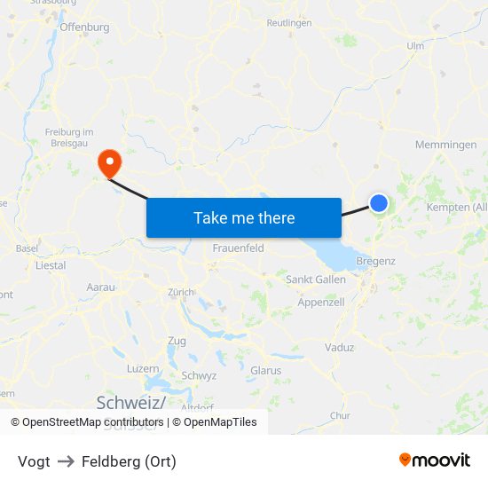 Vogt to Feldberg (Ort) map