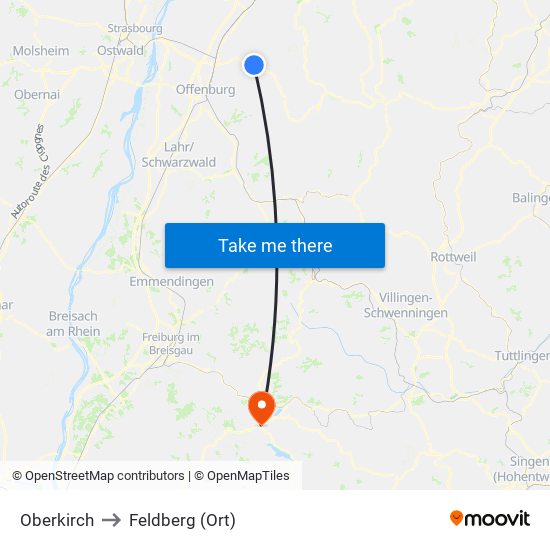 Oberkirch to Feldberg (Ort) map