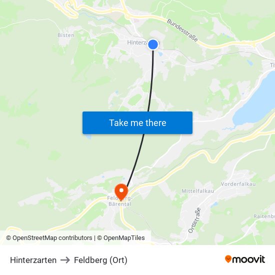 Hinterzarten to Feldberg (Ort) map