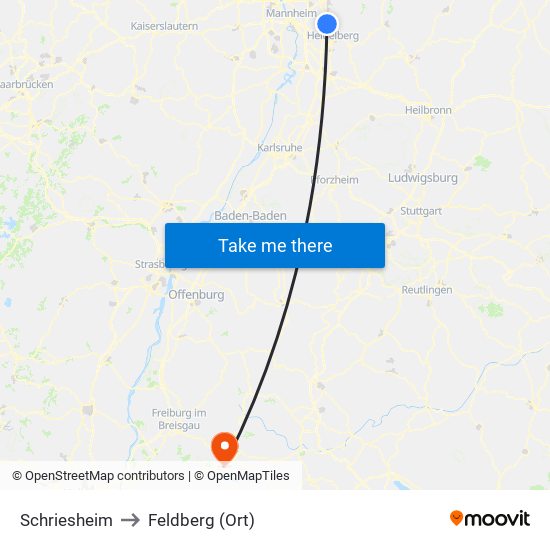 Schriesheim to Feldberg (Ort) map