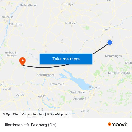 Illertissen to Feldberg (Ort) map
