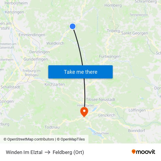 Winden Im Elztal to Feldberg (Ort) map