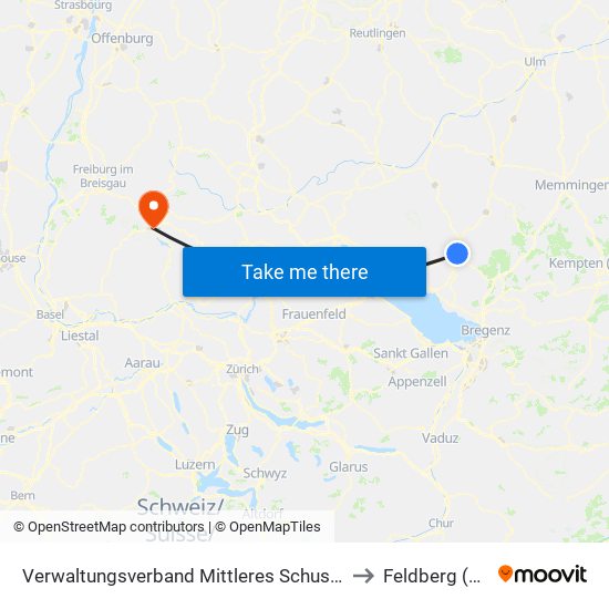 Verwaltungsverband Mittleres Schussental to Feldberg (Ort) map