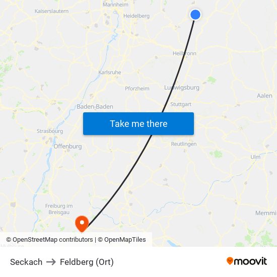 Seckach to Feldberg (Ort) map