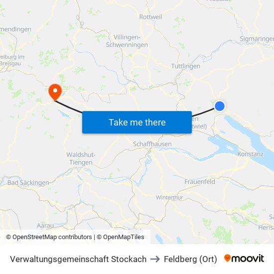 Verwaltungsgemeinschaft Stockach to Feldberg (Ort) map