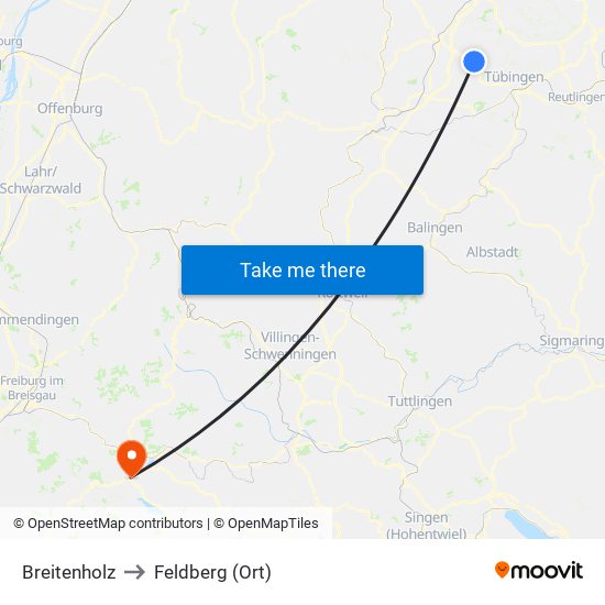 Breitenholz to Feldberg (Ort) map