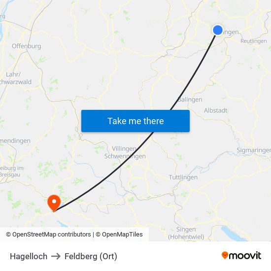 Hagelloch to Feldberg (Ort) map