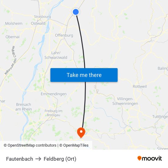 Fautenbach to Feldberg (Ort) map