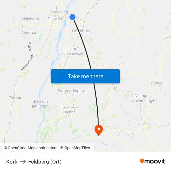 Kork to Feldberg (Ort) map