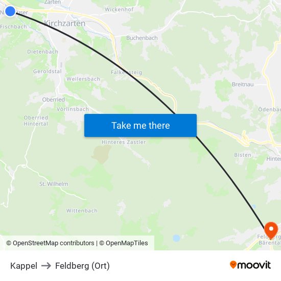 Kappel to Feldberg (Ort) map