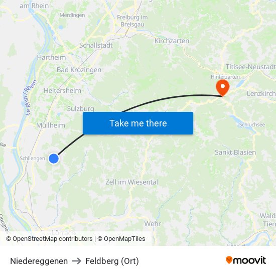 Niedereggenen to Feldberg (Ort) map