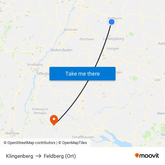 Klingenberg to Feldberg (Ort) map