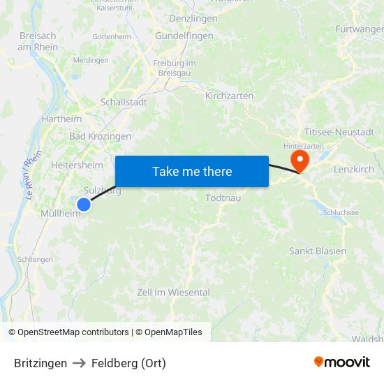 Britzingen to Feldberg (Ort) map