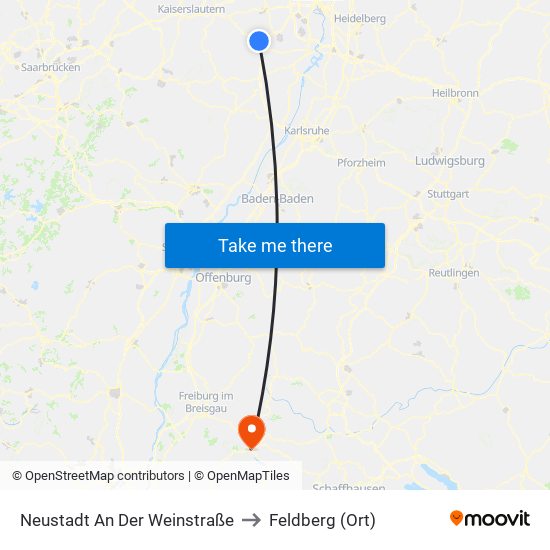 Neustadt An Der Weinstraße to Feldberg (Ort) map