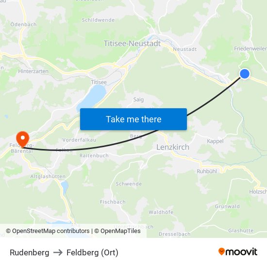 Rudenberg to Feldberg (Ort) map