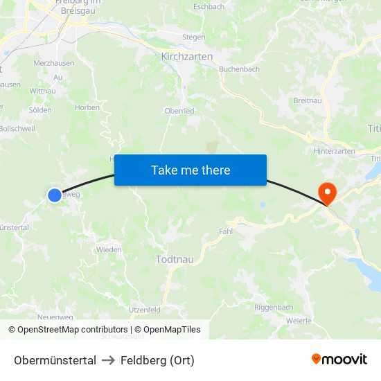 Obermünstertal to Feldberg (Ort) map