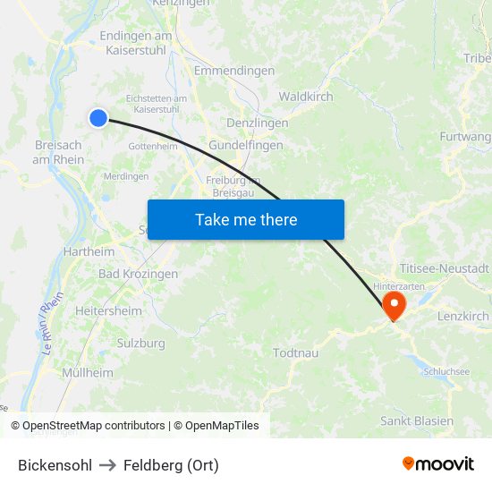 Bickensohl to Feldberg (Ort) map