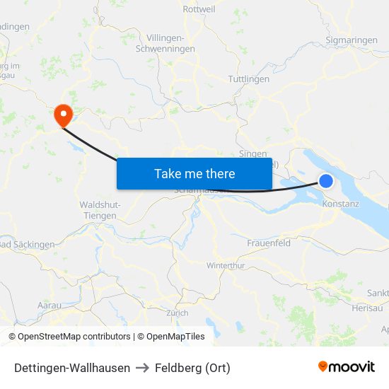 Dettingen-Wallhausen to Feldberg (Ort) map