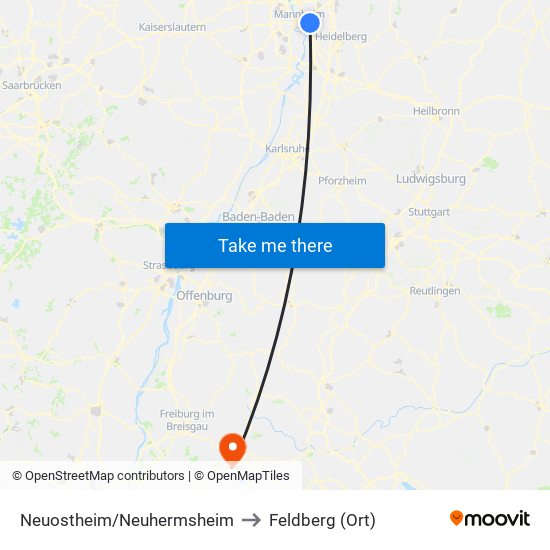 Neuostheim/Neuhermsheim to Feldberg (Ort) map