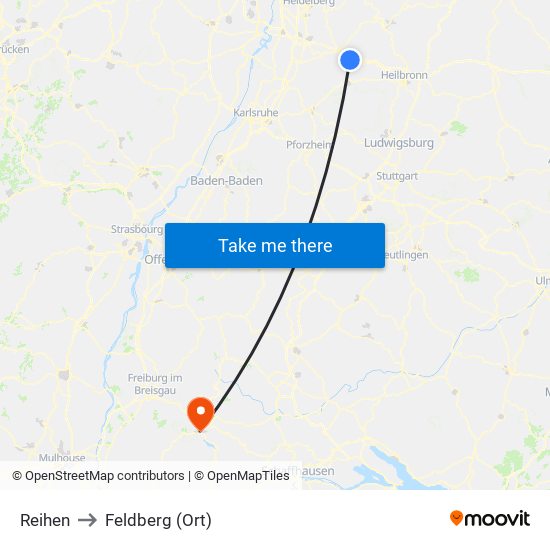 Reihen to Feldberg (Ort) map