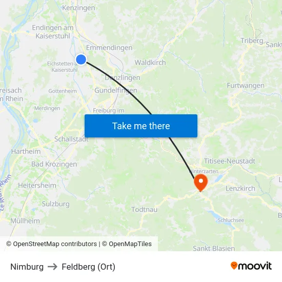 Nimburg to Feldberg (Ort) map