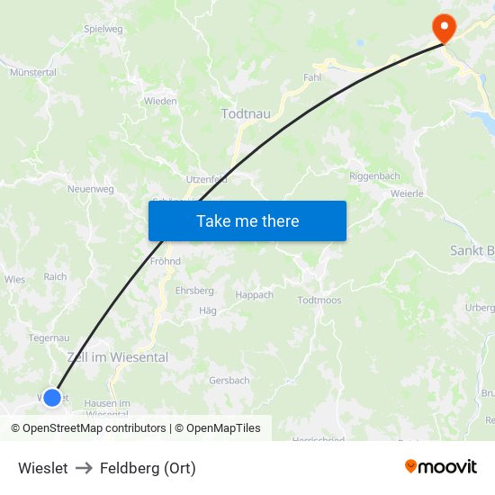 Wieslet to Feldberg (Ort) map