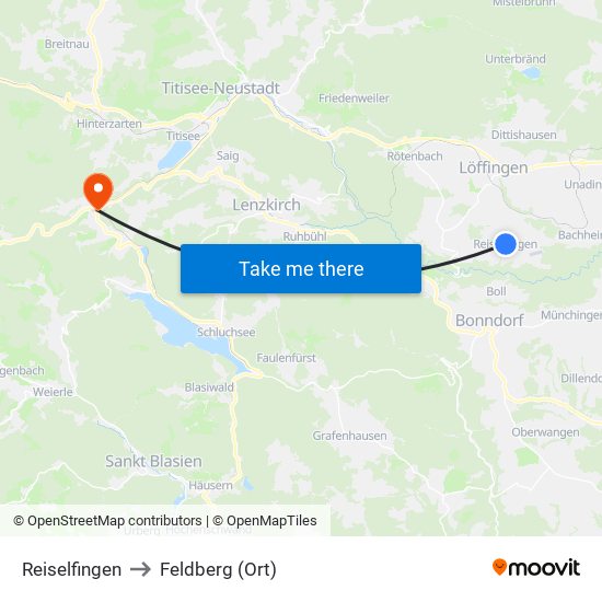 Reiselfingen to Feldberg (Ort) map