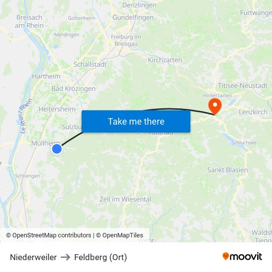 Niederweiler to Feldberg (Ort) map