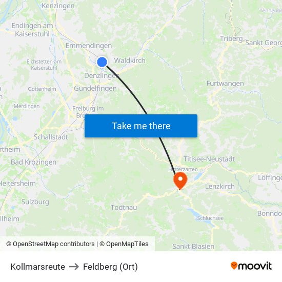 Kollmarsreute to Feldberg (Ort) map