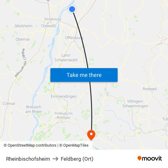 Rheinbischofsheim to Feldberg (Ort) map