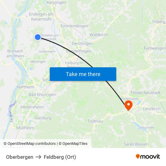 Oberbergen to Feldberg (Ort) map