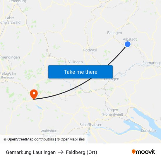 Gemarkung Lautlingen to Feldberg (Ort) map