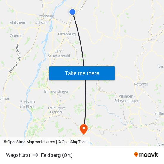 Wagshurst to Feldberg (Ort) map
