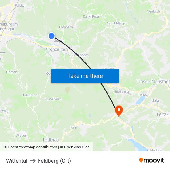 Wittental to Feldberg (Ort) map