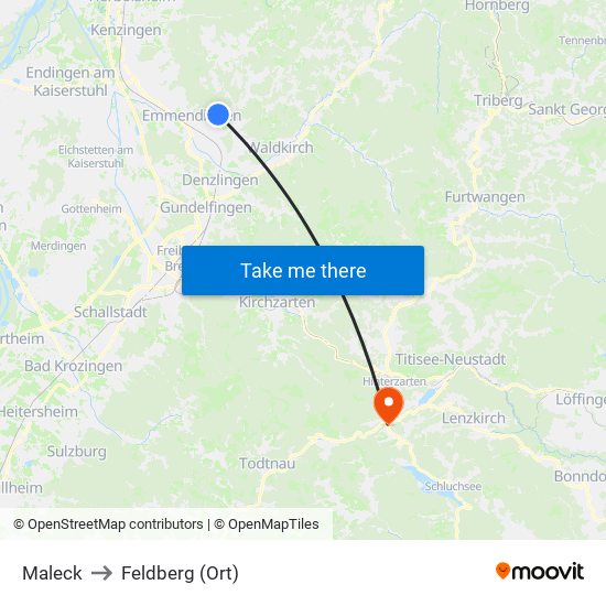 Maleck to Feldberg (Ort) map