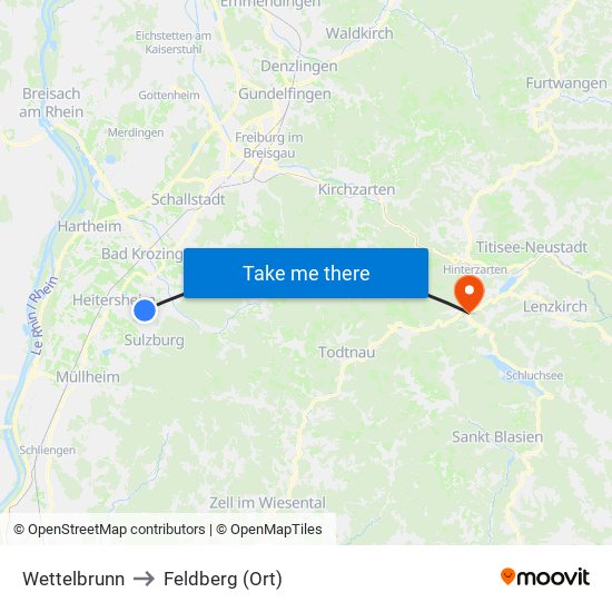 Wettelbrunn to Feldberg (Ort) map