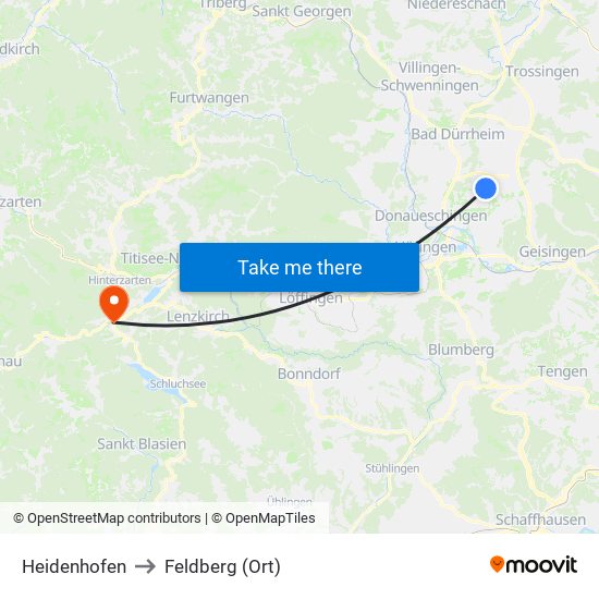 Heidenhofen to Feldberg (Ort) map