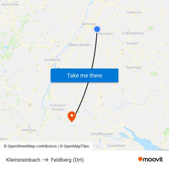 Kleinsteinbach to Feldberg (Ort) map