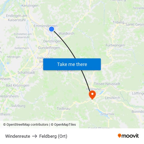 Windenreute to Feldberg (Ort) map