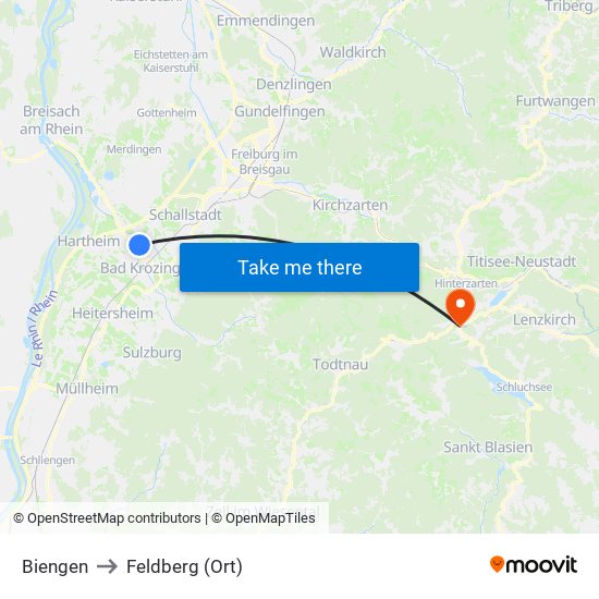 Biengen to Feldberg (Ort) map