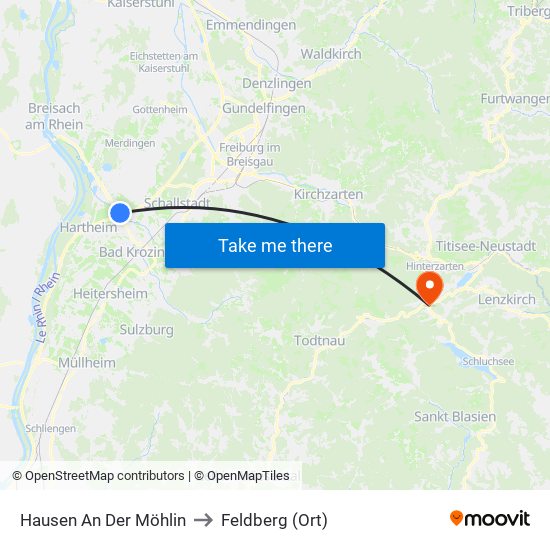 Hausen An Der Möhlin to Feldberg (Ort) map