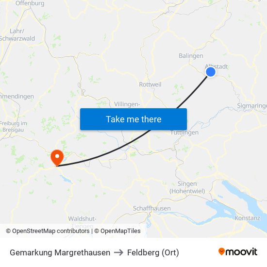 Gemarkung Margrethausen to Feldberg (Ort) map