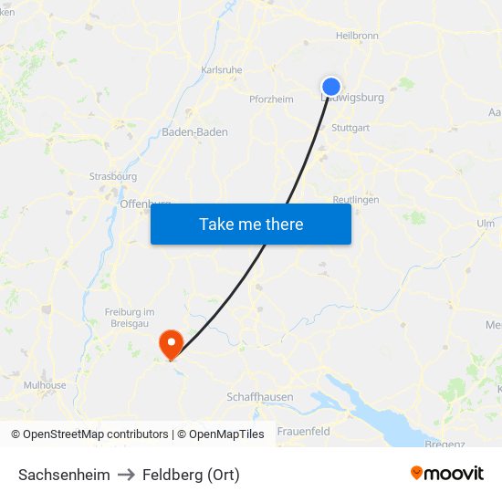 Sachsenheim to Feldberg (Ort) map