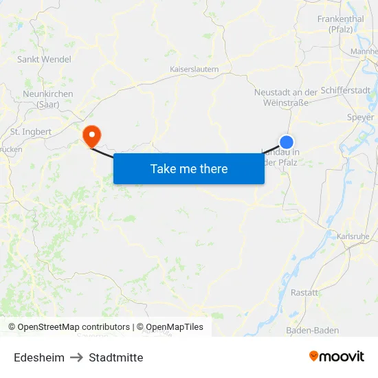 Edesheim to Stadtmitte map