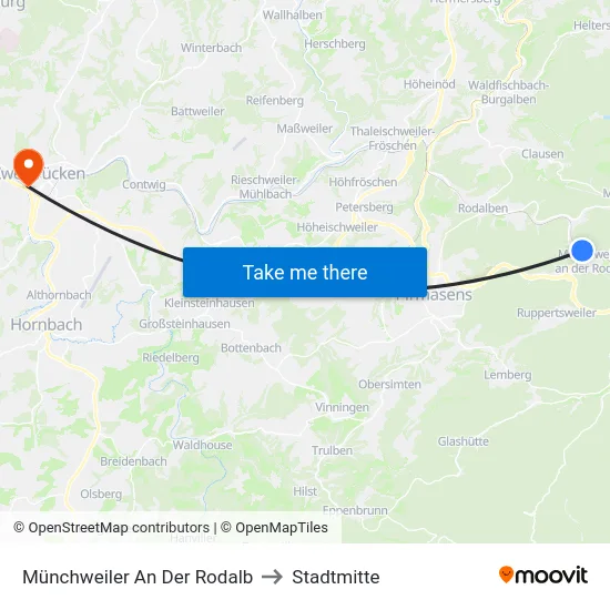 Münchweiler An Der Rodalb to Stadtmitte map