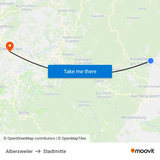 Albersweiler to Stadtmitte map