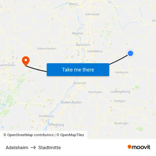 Adelsheim to Stadtmitte map