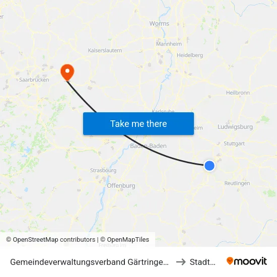 Gemeindeverwaltungsverband Gärtringen/Ehningen to Stadtmitte map